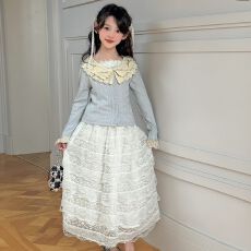 批发女童裙子套装春秋2025新款儿童春装学院风穿搭小女孩韩系甜美<b class='q'>衣服</b>