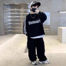 批发<b class='q'>男童</b>秋<b class='q'>装</b>套装2025新款中大童春秋款男孩帅气时髦儿童潮酷运动卫衣
