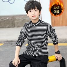 批发<b class='q'>儿童</b>加绒打底衫姐弟兄妹洋气上衣加绒加厚<b class='q'>儿童</b>条纹半高领<b class='q'>t</b><b class='q'>恤</b>上衣