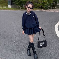 批发<b class='q'>女童</b>卫<b class='q'>衣</b>套装裙秋季新款洋气时髦中大童连帽长袖上衣百褶裙两件套