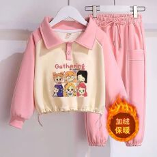 批发<b class='q'>女</b><b class='q'>童</b>2025秋冬季新款中大韩版宽松儿童运动外穿卫衣<b class='q'>套装</b>洋气两件套