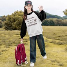 批发卫衣<b class='q'>女</b><b class='q'>童</b>2025新款<b class='q'>休闲</b>儿童长袖洋气上衣女孩春秋装打底插肩袖卫衣
