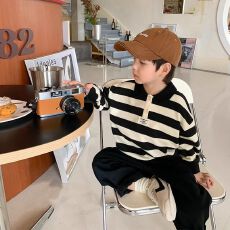 批发有后包领一体绒男宝宝长袖POLO衫秋冬季撞色翻领上衣<b class='q'>男</b><b class='q'>童</b>套头衫