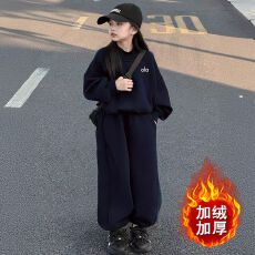 批发女童卫衣秋<b class='q'>冬</b>加绒套装2025女孩大童运动儿童洋气加厚秋<b class='q'>冬</b>两件套
