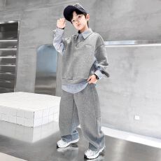 批发男童秋装套装2025新款秋季时髦中大儿童男孩POLO衫运动服春秋款潮