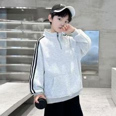 批发新款三条杠插肩拉链立领卫衣 （纯棉华棉复合320克牛奶丝）