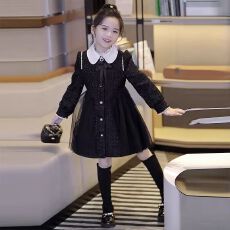 批发<b class='q'>女童</b>秋<b class='q'>季</b>小香风连衣裙长袖新款小女孩时尚洋气中长款气质公主裙