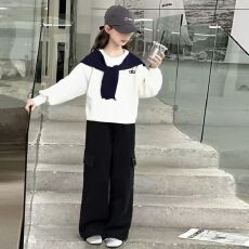 批发女童<b class='q'>套装</b>2025新款洋气<b class='q'>儿童</b>上衣中大童披肩秋装休闲春秋三件套