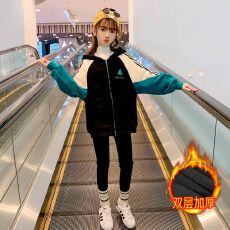 批发华棉复合银狐绒，女童<b class='q'>外套</b>秋冬装<b class='q'>儿童</b>上衣2025新款网红中大童装潮