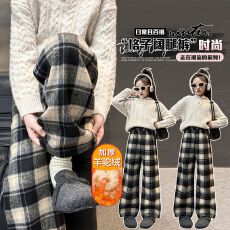批发<b class='q'>女</b><b class='q'>童</b>加绒裤子秋冬羊驼绒2025新款洋气儿童格子裤冬季女大童糯米裤