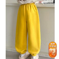 批发<b class='q'>女</b><b class='q'>童</b>加绒卫裤秋冬款女大童时髦洋气加厚羊驼绒运动裤冬季儿童裤子