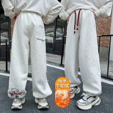 批发女童裤子秋冬装2025新款<b class='q'>儿童</b>休闲运动束脚卫裤一体绒冬季加厚大童