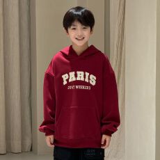 批发纯棉后包领绣花男女童加绒加厚<b class='q'>卫衣</b>红色中大童儿童秋冬季连帽上衣