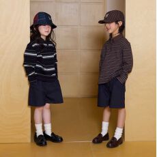 批发<b class='q'>男</b>女童复古日系Polo衫条纹儿童长袖老钱风<b class='q'>男</b>孩T恤