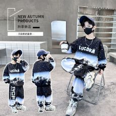 批发炸街<b class='q'>男童</b>高<b class='q'>质量</b>套装春秋款运动男孩帅气<b class='q'>卫衣</b>两件套有后包领320g