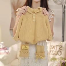 批发<b class='q'>儿童</b><b class='q'>外套</b>春秋新款韩系连帽软糯慵懒风针织毛衣开衫