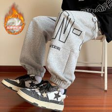 批发【华棉复真超<b class='q'>儿童</b>秋季加绒阔腿长<b class='q'>裤</b>运动<b class='q'>裤</b>新款卫<b class='q'>裤</b>潮牌束脚休闲<b class='q'>裤</b>