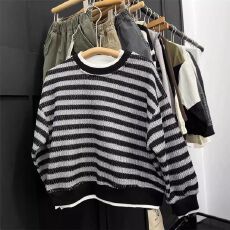 批发<b class='q'>男童</b>条纹衫<b class='q'>秋冬</b>儿童拼接<b class='q'>长袖</b>圆领卫衣中小童洋气针织上衣