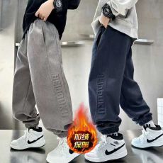 批发【欧棉绒复真超】男童裤子秋冬儿童宽松休闲裤男孩运动裤中大童