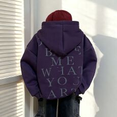 批发【华棉复合奥粒绒秋冬儿童保暖卫衣紫色印花加绒加厚连帽亲子上衣