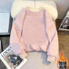 批发空白版【羊驼绒440克】加绒加厚<b class='q'>男</b><b class='q'>女</b><b class='q'>童</b>假两件圆领卫衣绒衫