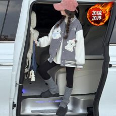 批发【复250克羊驼绒整件420克女童装外套冬款洋气儿童加厚棒球服冬季