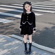 批发女孩小香风套装裙2026新款春秋季甜美花边领学院两件套