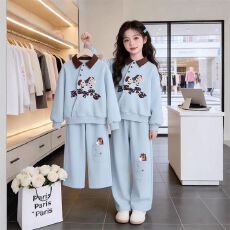 批发女<b class='q'>童</b><b class='q'>春秋</b><b class='q'>卫</b>衣套装时尚卡通洋气小女孩休闲新款长裤宽松运动两件套