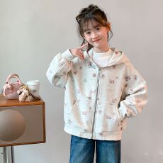 批发女童<b class='q'>外套</b>春秋款2026新款洋气儿童秋装小女孩超好看运动连帽上衣潮