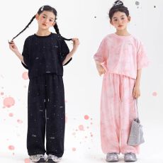 批发【纯棉】女童<b class='q'>套</b><b class='q'>装</b>夏款2026新款中大童夏<b class='q'>装</b>短袖t恤长<b class='q'>裤</b>休闲两件套