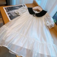 批发韩版夏季休闲<b class='q'>女</b><b class='q'>童</b><b class='q'>连衣</b><b class='q'>裙</b>中<b class='q'>大</b><b class='q'>童</b>小香风夏装2026新款纯色短袖公主裙