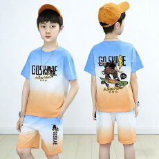 网孔套装儿童装男童春夏季休闲卡通短袖套装夏日清凉风两件套