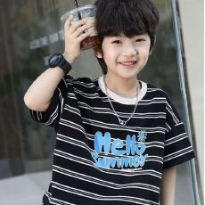 夏季新款洋气印花短袖32支95棉5氨纶，色织条，索罗娜领