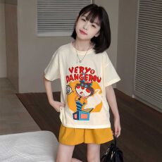 纯棉女童套装夏装新款儿童卡通短袖T恤中大童夏季短裤两件套
