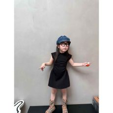 批发<b class='q'>女童</b>夏<b class='q'>季</b><b class='q'>连衣裙</b>小黑裙女宝宝洋气A字裙（55粘胶纤维40涤纶5氨纶）