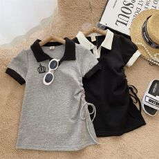 批发【刺绣褶皱工艺】<b class='q'>女童</b>短<b class='q'>袖</b><b class='q'>连衣裙</b>韩版夏装a字裙夏季（65棉）