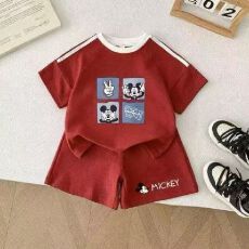 批发【纯棉】儿<b class='q'>童</b>夏季休闲运动印花<b class='q'>套装</b> (100%棉，索罗娜领）