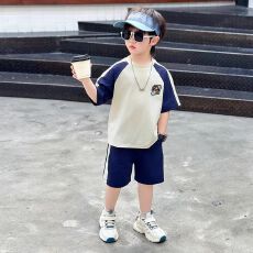 批发【纯棉<b class='q'>男童</b>夏<b class='q'>装</b>套装2026新款洋气儿童夏季短袖衣服帅男孩宝宝童装