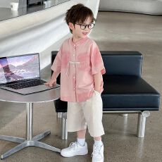 批发儿<b class='q'>童装男童</b>夏装新中式套装2026新款痞帅小少爷男孩宝国风日常汉服