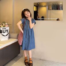 批发女童牛仔连衣裙<b class='q'>夏</b>季2026新款儿童装休闲气质裙子女孩无袖牛仔裙