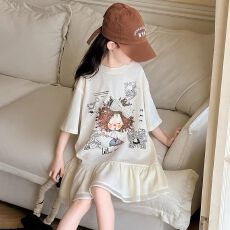 批发女童连衣裙<b class='q'>夏</b>季2026新款洋气儿童卡通T恤裙女大童装薄款韩系裙子