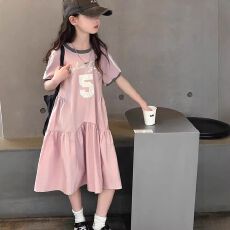 批发女童连衣裙<b class='q'>夏</b>装2026新款洋气女孩拼接印花裙中大童韩版休闲公主裙
