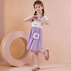 批发女童清新连衣裙<b class='q'>夏</b>季时尚韩版蝴蝶结翻领裙新款<b class='q'>夏</b>装中大童公主裙