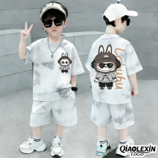 批发（冰爽网孔）儿童<b class='q'>夏</b>季冰丝短袖套装拉布布<b class='q'>夏</b>季套装（聚酯纤维）