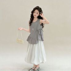 批发女童<b class='q'>夏</b>季套装2026新款韩系无袖衬衫花苞裙时尚洋气<b class='q'>夏</b>装休闲两件套