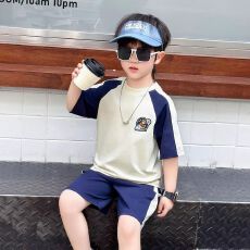 批发【纯棉男童<b class='q'>夏</b>装套装2026新款洋气儿童<b class='q'>夏</b>季短袖衣服帅男孩宝宝童装