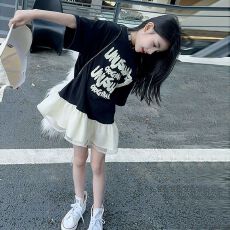 批发女童两件连衣裙2026夏装新款夏季中大童韩版甜美假两件短袖裙子潮