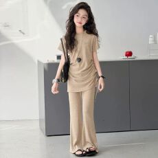 批发<b class='q'>女童</b>时尚<b class='q'>套</b>装2026夏季新款洋气时髦短袖穿搭高弹力针织软糯两件套