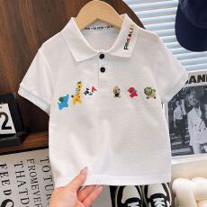 批发纯棉儿童Polo衫2026年新款刺绣<b class='q'>夏</b>季男童短袖洋气百搭卡通上衣