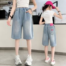 批发女童夏装短裤2026新款洋气<b class='q'>儿童</b>夏款五分裤女大童夏款牛仔短裤潮酷